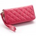 Women Lingge Genuine Leather Clutches Bag Card Holder Wallet Purse