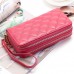 Women Lingge Genuine Leather Clutches Bag Card Holder Wallet Purse