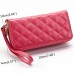 Women Lingge Genuine Leather Clutches Bag Card Holder Wallet Purse