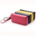 Women Lingge Genuine Leather Clutches Bag Card Holder Wallet Purse