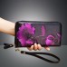 Brenice RFID Bauhinia Flower Clutches Bags 8 Zipper Card Holder Coin Purse